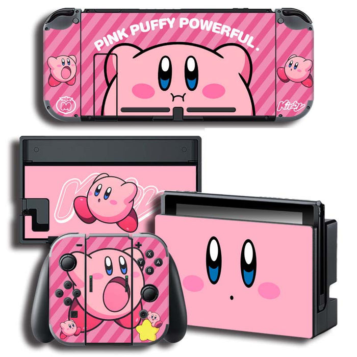 Kirby Switch Skin Covers: Lovely Design, Easy Installation: pink, black Kirby character, cartoon, kawaii style