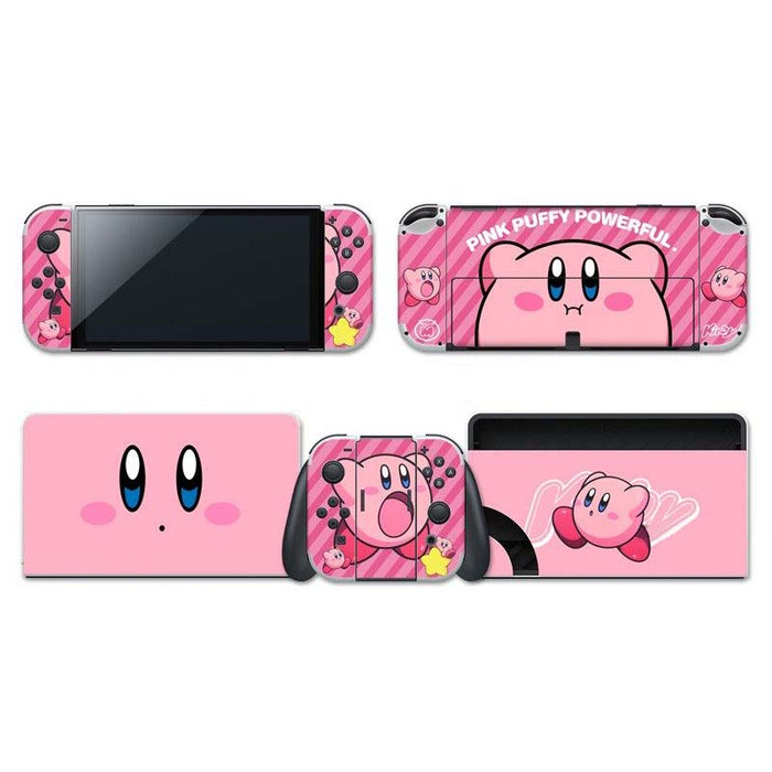 Kirby Switch Skin Covers: Lovely Design, Easy Installation: pink, black Kirby character, cartoon, kawaii style