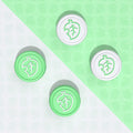 Kirby-themed Joystick Caps for Switch: mint green, white leaf emblem, minimal graphic style