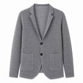 Knit Blazer Cardigan for Men with a Stylish Stand Collar Gray