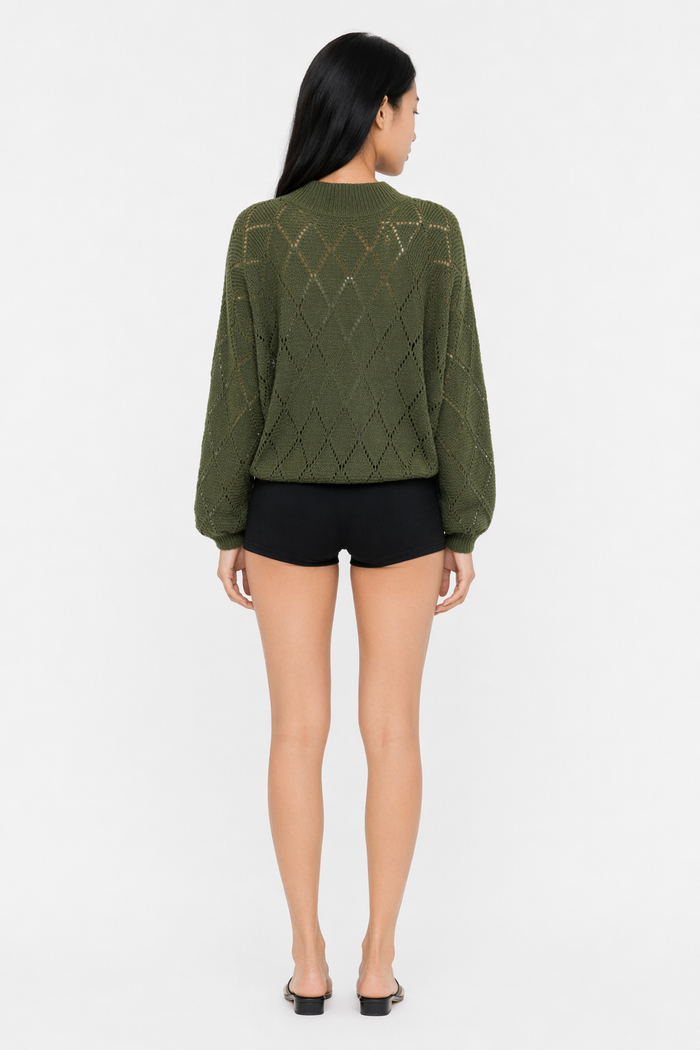 Knit Top with V Neck and Batwing Sleeves for Women Default