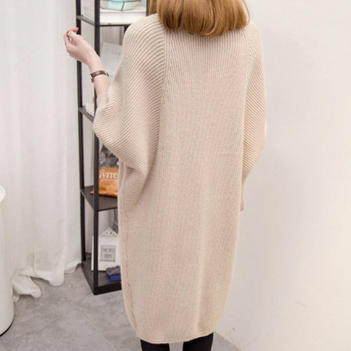 Knitted Cardigan with Mid-Length and Open Front for Women: olive green, white long open-front cardigan, casual minimal style