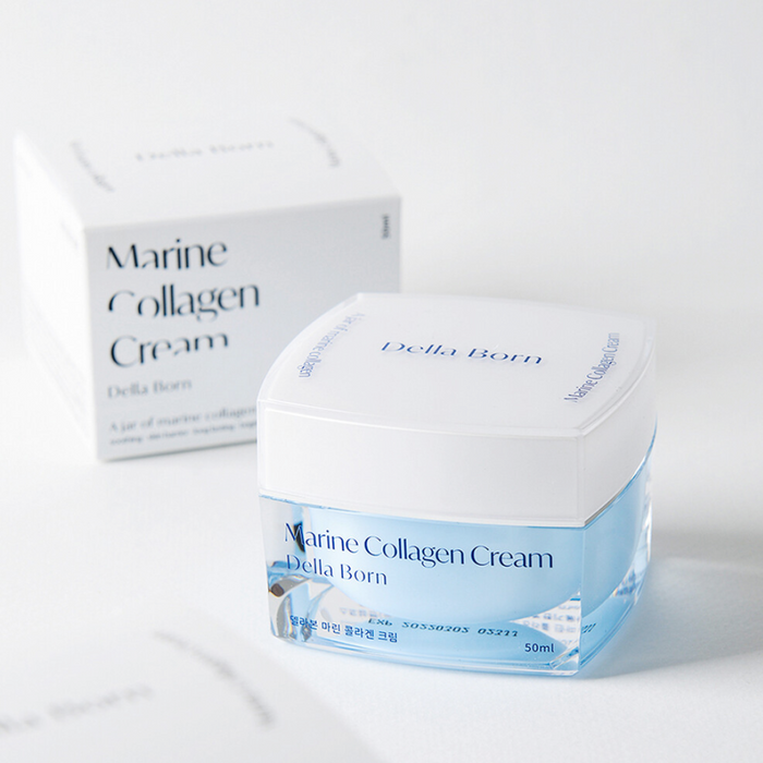 Korean Delight, Complete Skincare Collection: white, light blue cosmetic cream jar with box packaging, minimal, clean skincar
