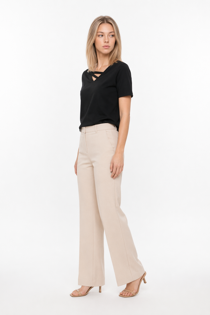 Korean V-Neck Women's Summer Blouse Black