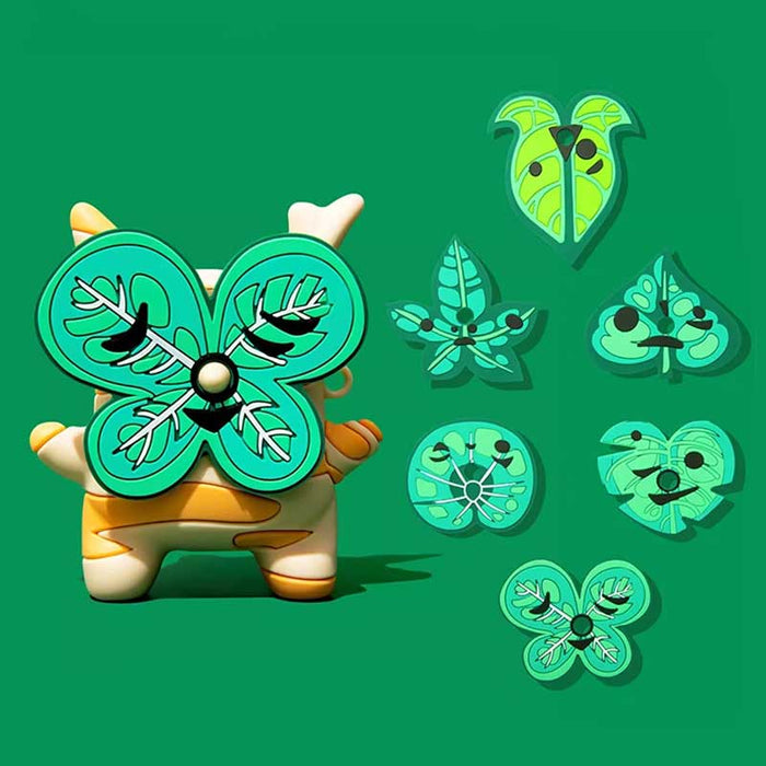 Korok AirPod Case for AirPods Pro: green, teal butterflies and leafy botanical motifs, cartoon, botanical, stylized style