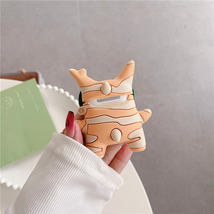 Korok AirPod Case for AirPods Pro: green, teal butterflies and leafy botanical motifs, cartoon, botanical, stylized style