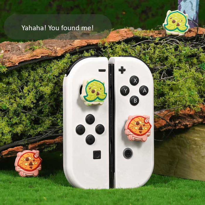 Korok Switch Joystick Cap Set: Zelda-inspired, high-quality silicone: black, white cartoon turtle-like characters, cartoon, k