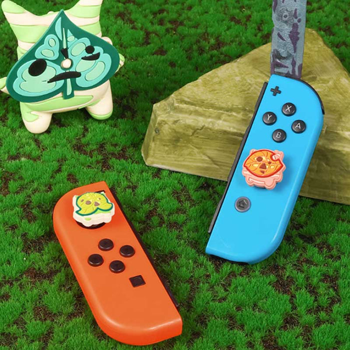 Korok Switch Joystick Cap Set: Zelda-inspired, high-quality silicone: black, white cartoon turtle-like characters, cartoon, k