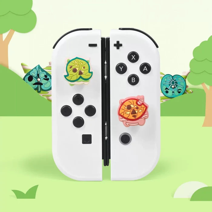 Korok Switch Joystick Cap Set: Zelda-inspired, high-quality silicone: black, white cartoon turtle-like characters, cartoon, k