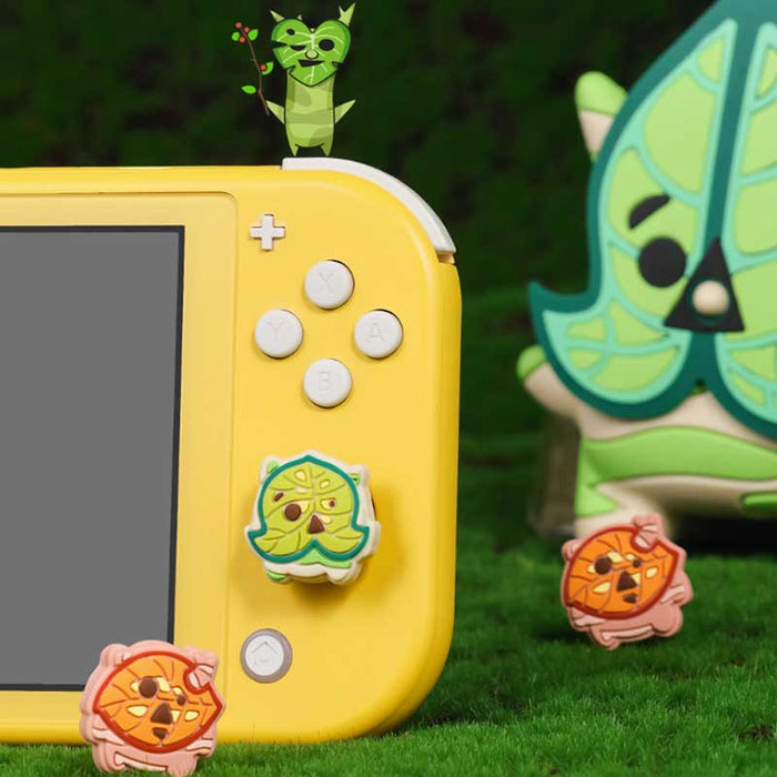 Korok Switch Joystick Cap Set: Zelda-inspired, high-quality silicone: black, white cartoon turtle-like characters, cartoon, k