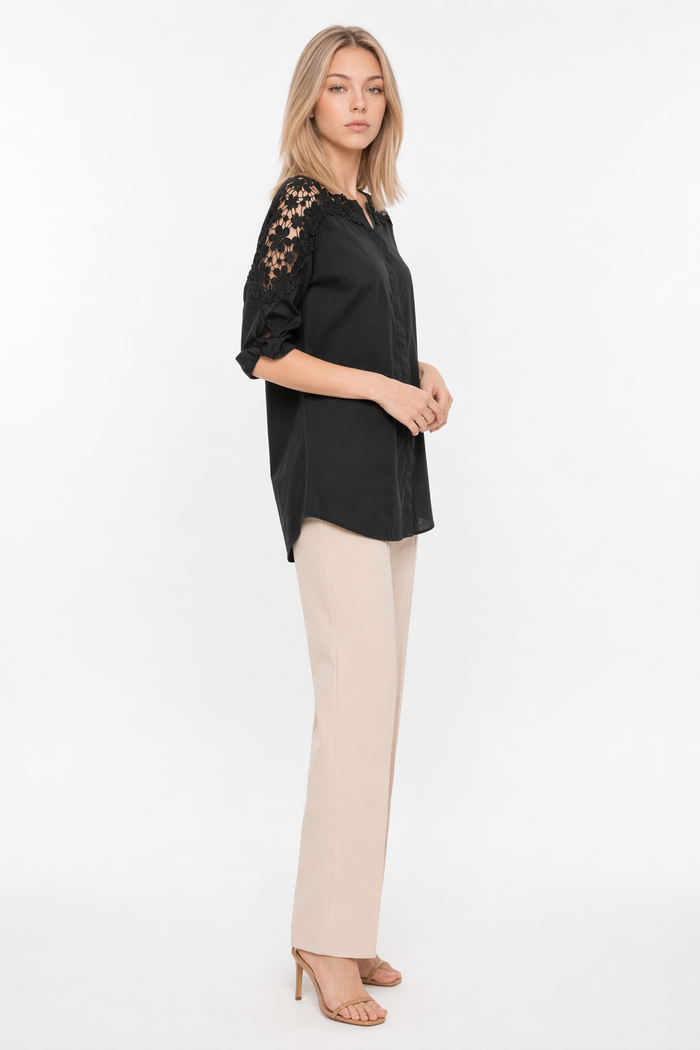 Lace Sleeve Blouse - Summer Street Style Black