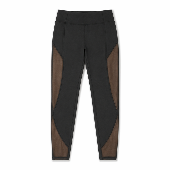 Lace-Trimmed Mesh Yoga Leggings for Women with Elastic Waist Default