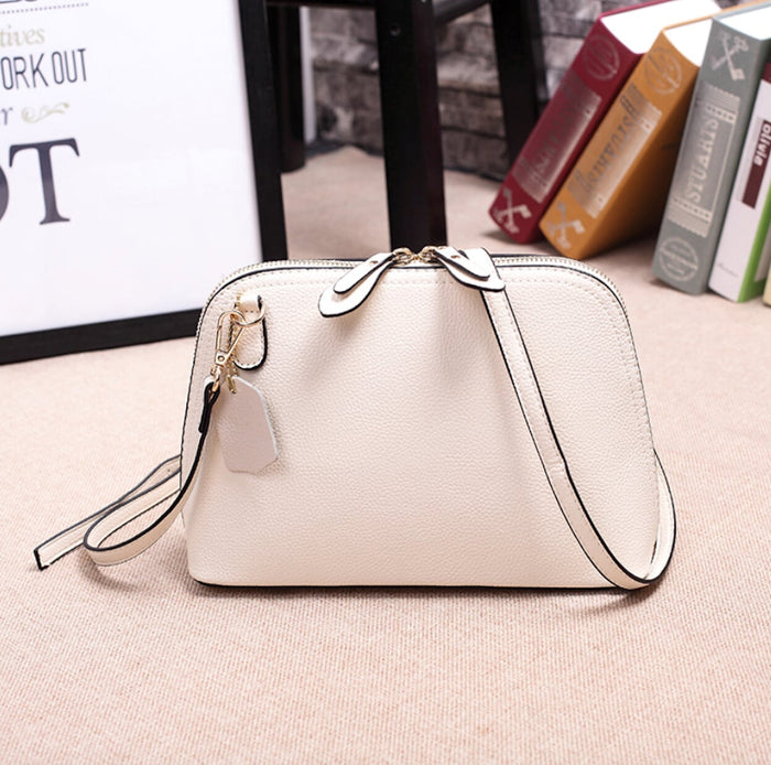 Ladies' Shoulder Bag with Double Zipper Opening: bright red, black shoulder bag, minimal style
