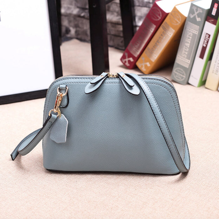 Ladies' Shoulder Bag with Double Zipper Opening: bright red, black shoulder bag, minimal style