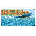 Large Artistic Mouse Pad for Cargo Ships: blue, turquoise cargo ship at sea, colorful painted illustration style