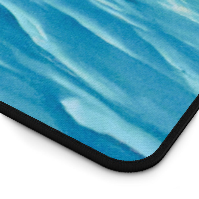 Large Artistic Mouse Pad for Cargo Ships: blue, turquoise cargo ship at sea, colorful painted illustration style