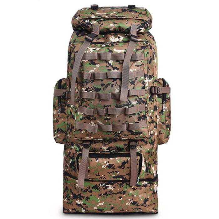 Large Capacity Waterproof Backpack for Outdoor Camping and Hiking (100L): gray, beige rucksack/backpack, military tactical st