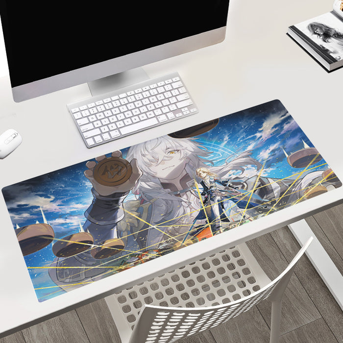 Large Honkai Star Rail Mouse Pad: beige, cream anime-style fantasy characters, anime fantasy illustration style