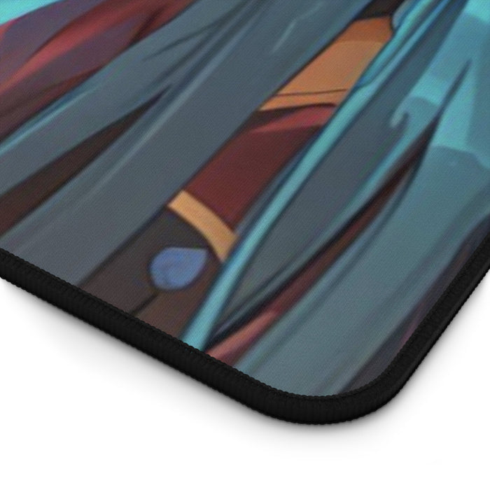 Large Mouse Pad featuring an Anime Girl in Space Suit: dark purple, blue anime-style blue-haired female character, anime, ill