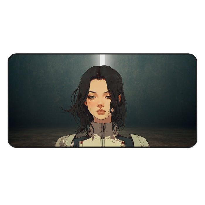 Large Mouse Pad for Gaming, Empower Your Inner Cyborg Girl: dark teal, black anime-style female character, anime, illustrated