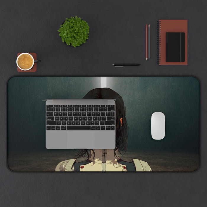 Large Mouse Pad for Gaming, Empower Your Inner Cyborg Girl: dark teal, black anime-style female character, anime, illustrated
