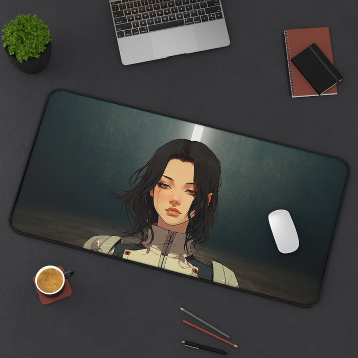 Large Mouse Pad for Gaming, Empower Your Inner Cyborg Girl: dark teal, black anime-style female character, anime, illustrated