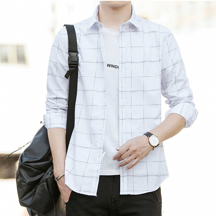 Large Plaid Shirt for Men: A Fresh Take on Classic Style: light blue, dark blue button-up shirt, casual style