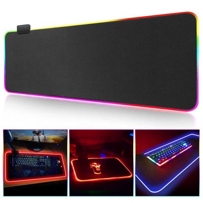 Large Size Dragon RGB Gaming Mouse Pad, Illuminated with a Single Touch: black, multicolor RGB edge lighting RGB illuminated