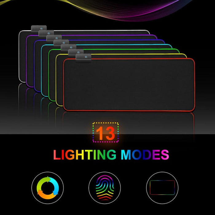 Large Size Dragon RGB Gaming Mouse Pad, Illuminated with a Single Touch: black, multicolor RGB edge lighting RGB illuminated