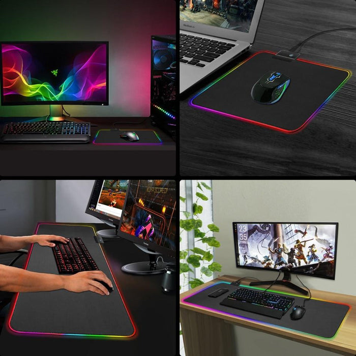 Large Size Dragon RGB Gaming Mouse Pad, Illuminated with a Single Touch: black, multicolor RGB edge lighting RGB illuminated
