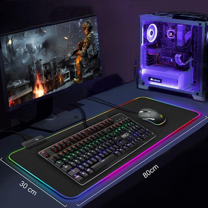 Large Size Dragon RGB Gaming Mouse Pad, Illuminated with a Single Touch: black, multicolor RGB edge lighting RGB illuminated