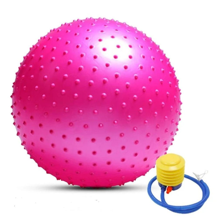 Large Size Fitness Massage Yoga Ball with Air Pump, Preventing Breakage: blue, yellow spiky exercise ball with hand pump, min