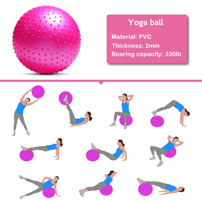 Large Size Fitness Massage Yoga Ball with Air Pump, Preventing Breakage: blue, yellow spiky exercise ball with hand pump, min