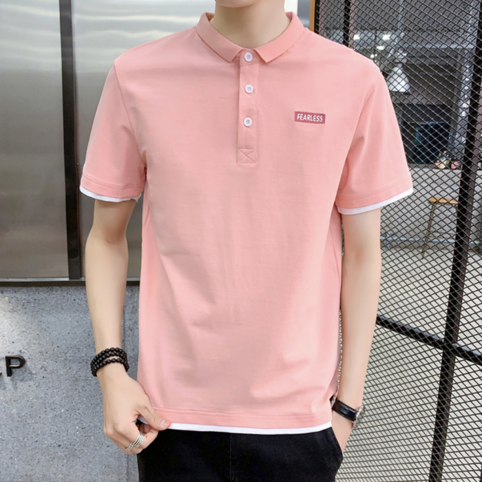 Layered Look Polo Shirt for Men with Short Sleeves: black, white short-sleeve polo shirt, minimal casual style