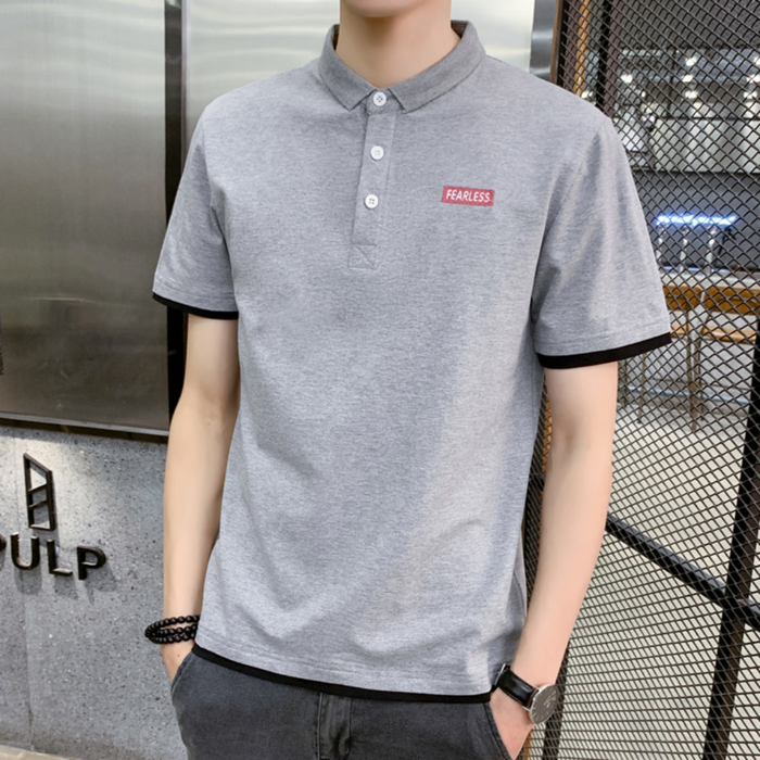 Layered Look Polo Shirt for Men with Short Sleeves: black, white short-sleeve polo shirt, minimal casual style