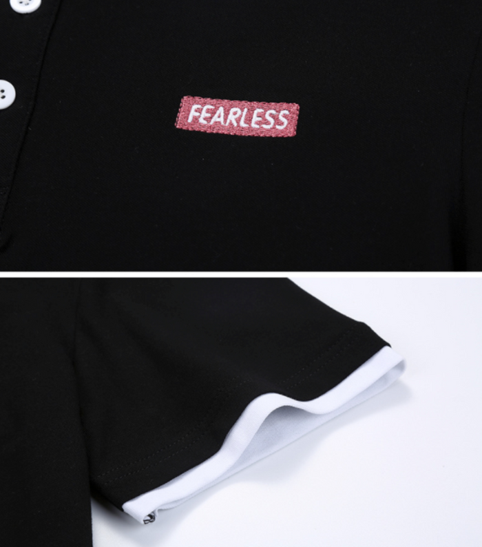 Layered Look Polo Shirt for Men with Short Sleeves: black, white short-sleeve polo shirt, minimal casual style