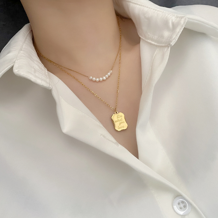 Layered Necklace for Women: Embrace Your Passions: gold, white gold-tone layered necklace, minimal style