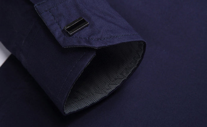 Layered Shoulder Detail Men's Shirt: white, gray button-up dress shirt, modern minimal style