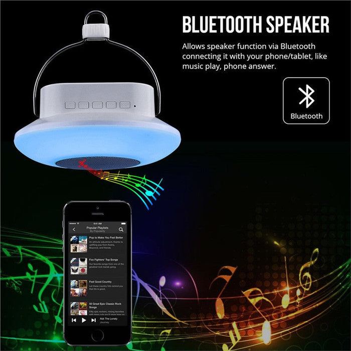 LED Bluetooth Speaker with Touch Control for Camping: white, black portable camping lantern, minimal functional outdoor style