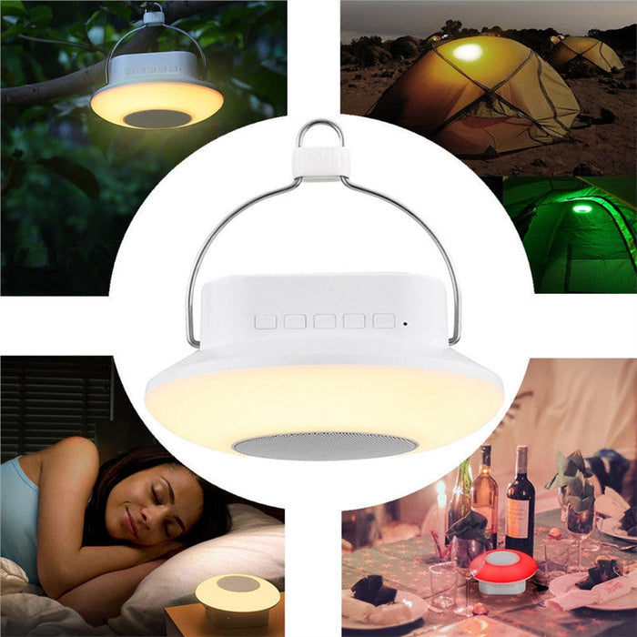 LED Bluetooth Speaker with Touch Control for Camping: white, black portable camping lantern, minimal functional outdoor style