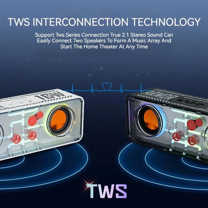 LED Gaming Bluetooth Speaker with RGB Lighting: white, black portable speaker, futuristic, techno style