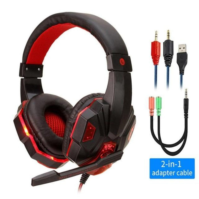 LED Gaming Headset Dragon G9800, Revised Core Meaning Title: black, blue over-ear gaming headset with boom microphone, futuri