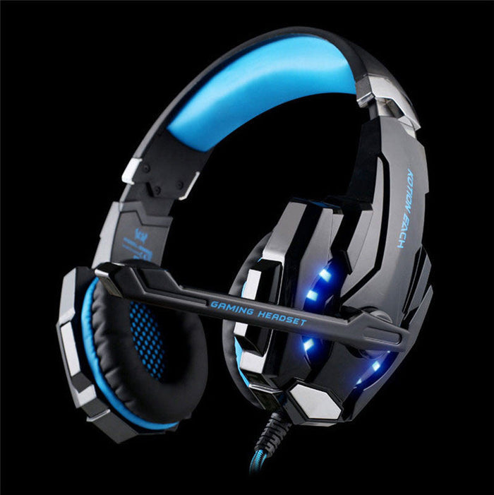 LED Gaming Headset with Microphone for Ninja Warriors, Model G9300: black, red over-ear wired gaming headset, gaming, futuris