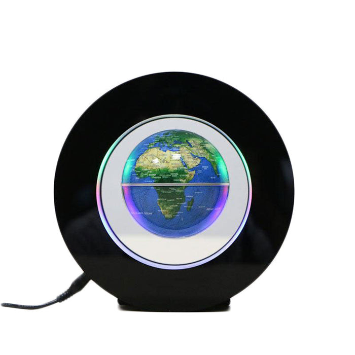 LED Light Magnetic Levitating Globe: black, white Earth globe, modern futuristic style