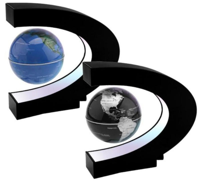 LED Magnetic Levitating Globe with Illumination: black, white Earth globe, modern minimal style