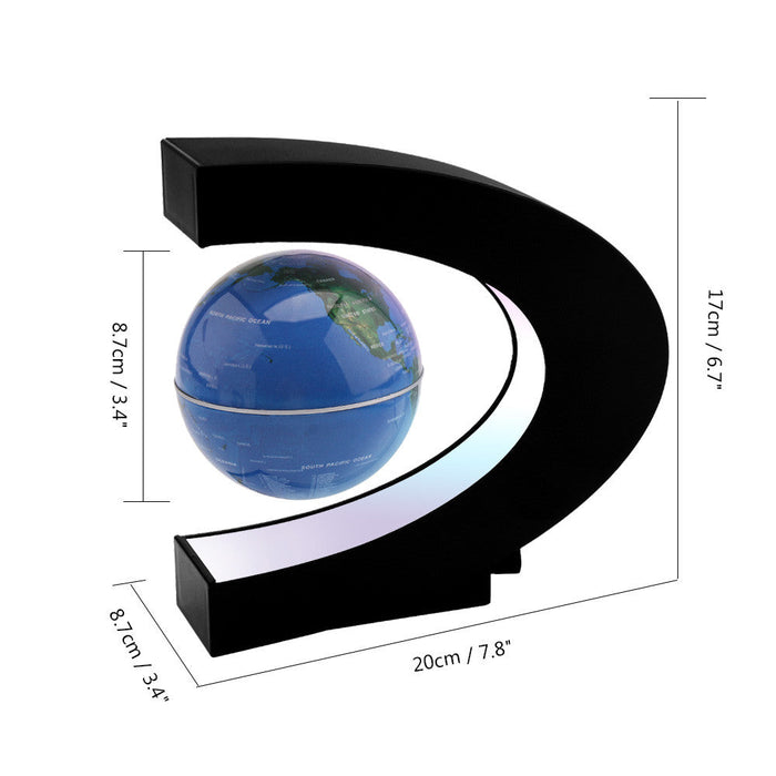 LED Magnetic Levitating Globe with Illumination: black, white Earth globe, modern minimal style