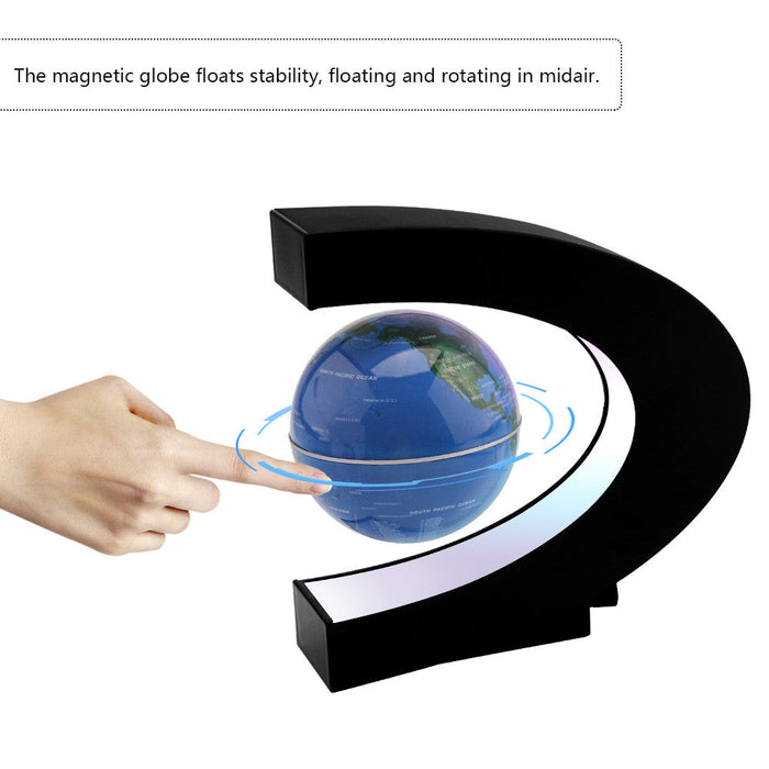 LED Magnetic Levitating Globe with Illumination: black, white Earth globe, modern minimal style
