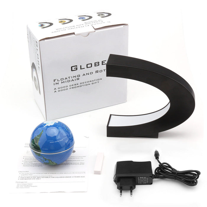 LED Magnetic Levitating Globe with Illumination: black, white Earth globe, modern minimal style