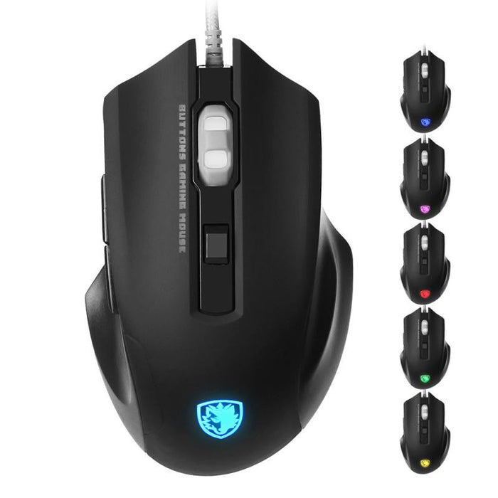 LED Optical Gaming Mouse with 6 Buttons and 2500 DPI: black, gray wired computer mouse, gaming style