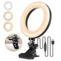 LED Ring Light Stand with Clip, The Ultimate 2-in-1 Lighting Solution: black, white clip-on ring light with USB cable, minima
